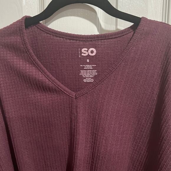 So Tie Front Sweater Sz S pretty dark purple - Picture 3 of 9